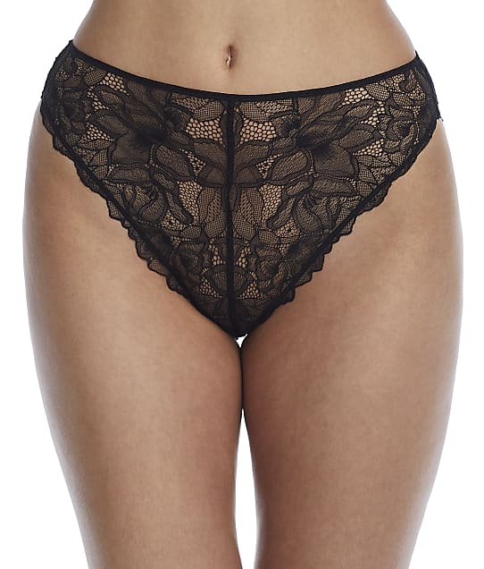 NearlyNude The Poppy Lace High-Waist Brief in Midnight(Front Views) RNN39