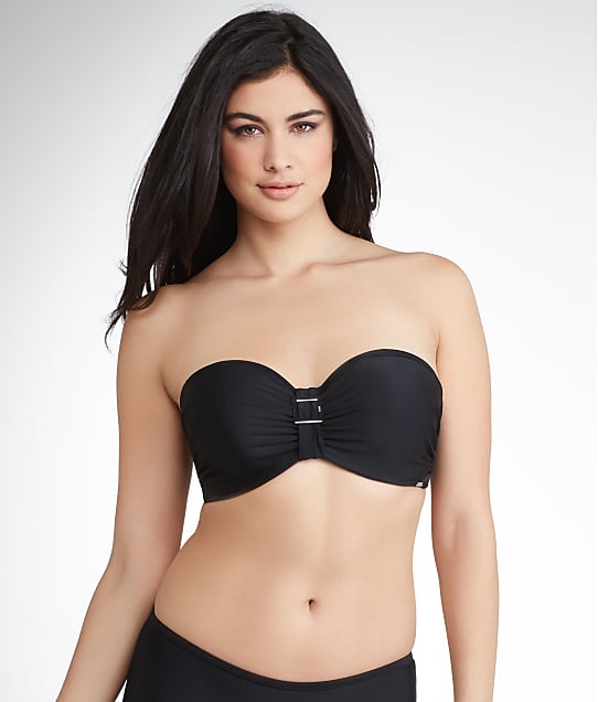 Panache Anya Solid Bandeau Underwire Bikini Top in Black(Full Sets) SW0883