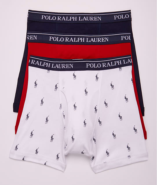 Polo Ralph Lauren Classic Fit Cotton Boxer Brief 3-Pack in Navy / Red / Logo(Front Views) RCBBP3