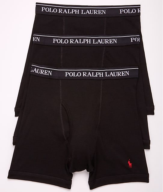 Polo Ralph Lauren Classic Fit Cotton Boxer Brief 3-Pack in Black(Front Views) RCBBP3