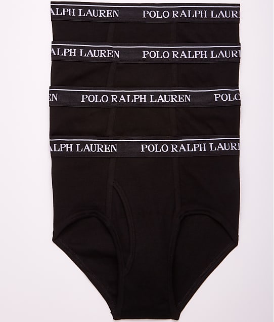 Polo Ralph Lauren Classic Fit Cotton Brief 4-Pack in Black(Front Views) RCF2P4