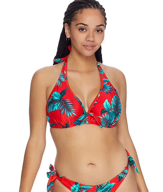 Pour Moi Paradiso Ultramarine Halter Bikini Top in Red(Front Views) 17502-ULTRA