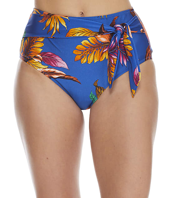 Pour Moi Paradiso ULtramarine High-Waist Control Bikini Bottom in Ultramarine(Front Views) 17505-ULTRA