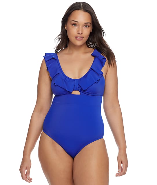 Pour Moi Space Frill One-Piece in Ultramarine 18106