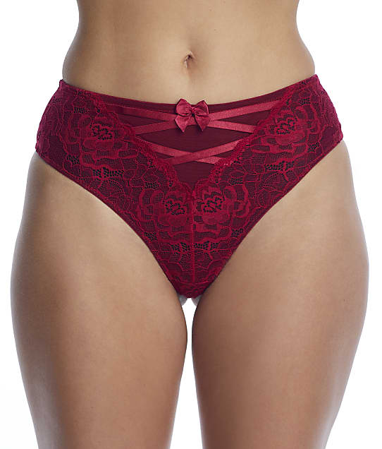Pour Moi Confession High-Waist Thong in Red Black 18504