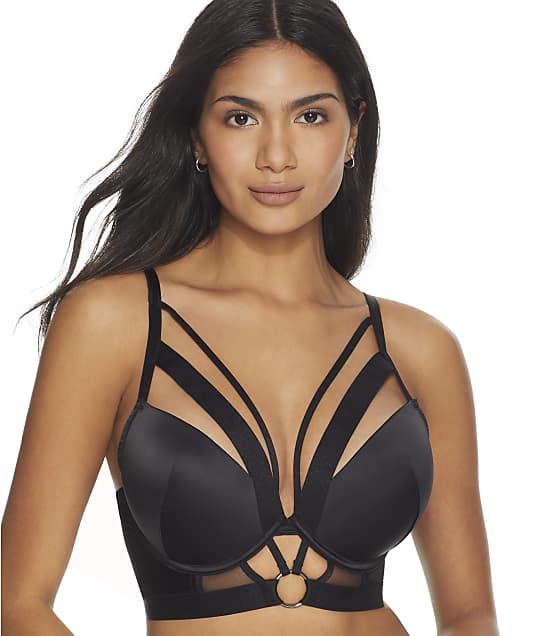 Pour Moi Obsessed Push-Up Cage Longline Bra in Black 23801