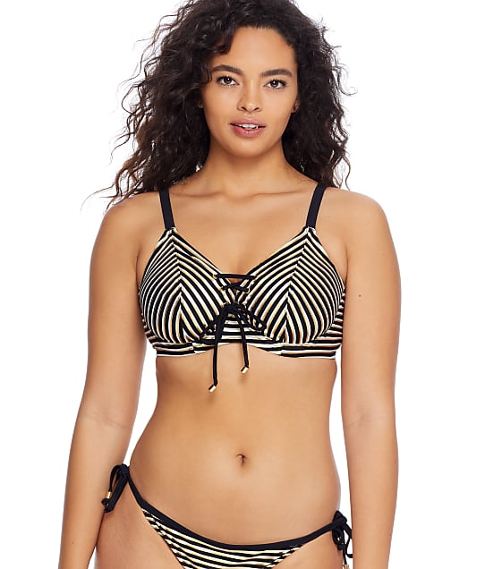 Pour Moi Radiance Rope Bikini Top in Black / White / Gold(Front Views) 24701