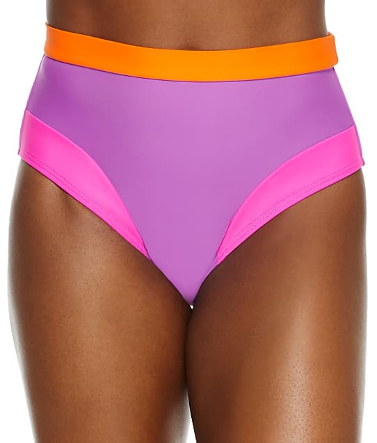 Pour Moi Colour Block High-Waist Control Bikini Bottom in Multi(Front Views) 25205