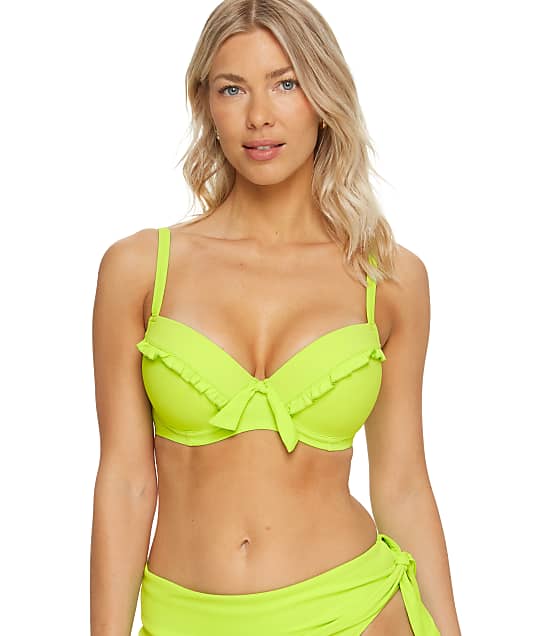 Pour Moi Getaway Push-Up Convertible Bikini Top in Lime(Front Views) 80000-LIME