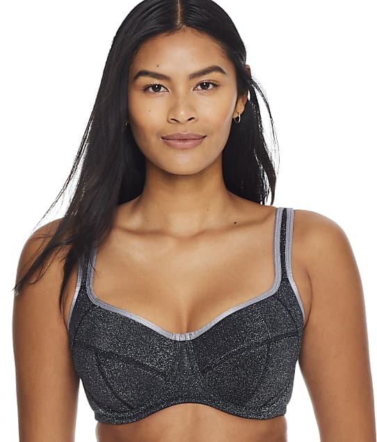 Pour Moi Cassie Convertible High Impact Underwire Sports Bra  in Black / Silver(Front Views) 97002