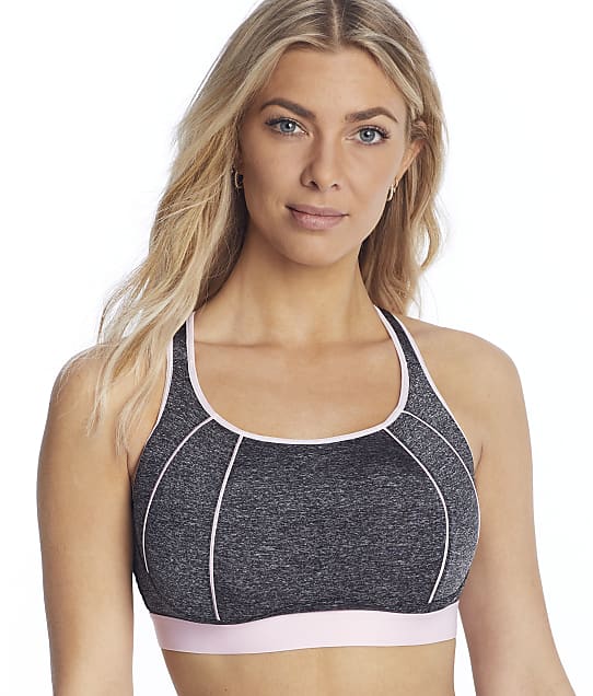 Pour Moi Kayla High Impact Underwire Sports Bra in Grey / Pink(Front Views) 97005