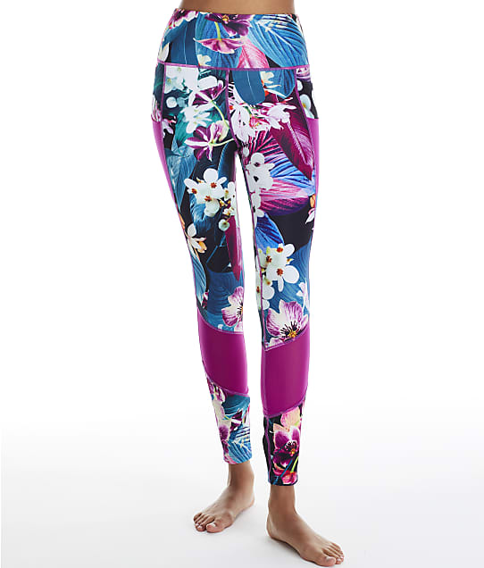 Pour Moi Energy Mesh Panel Leggings in Orchid Floral(Front Views) 97117