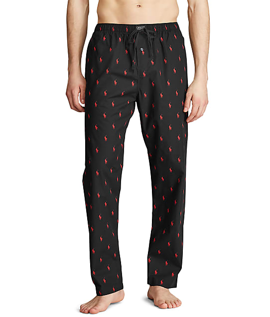 Polo Ralph Lauren Woven Polo Player Lounge Pants in Black / Red Pony R972