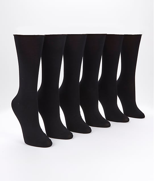 Ralph Lauren Roll-Top Trouser Socks 6-Pack in Black(Back Views) L3101PK2