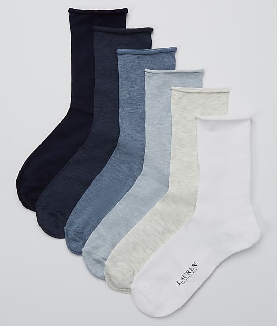 Ralph Lauren Roll-Top Trouser Socks 6-Pack in White Assorted L3101PK2