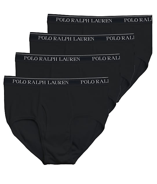 Polo Ralph Lauren Classic Fit Mid-Rise Cotton Brief 4-Pack in Black(Front Views) RCF3P4