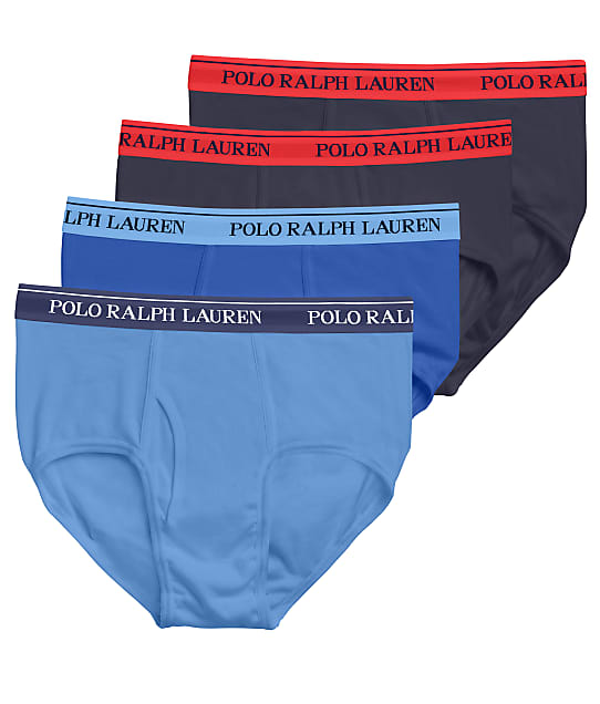 Polo Ralph Lauren Classic Fit Mid-Rise Cotton Brief 4-Pack in Blue Assorted(Front Views) RCF3P4