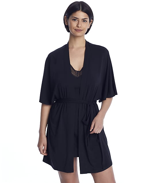 Reveal Flat Lace Modal Robe in Midnight Black REES25