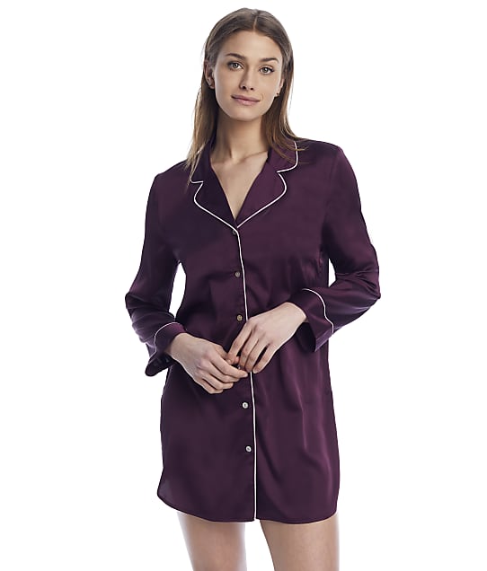 Reveal Washed Satin Sleep Shirt in Mulberry REES34