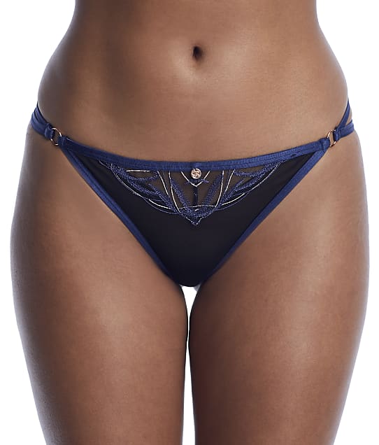 Scantilly by Curvy Kate Submission G-String in Black / Blue ST009200