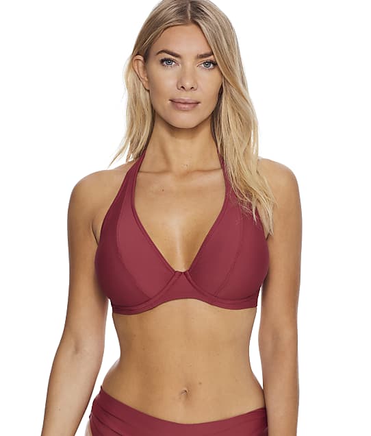 Sunsets Tuscan Red Muse Halter Bikini Top in Tuscan Red(Front Views) 51D-TUSRE