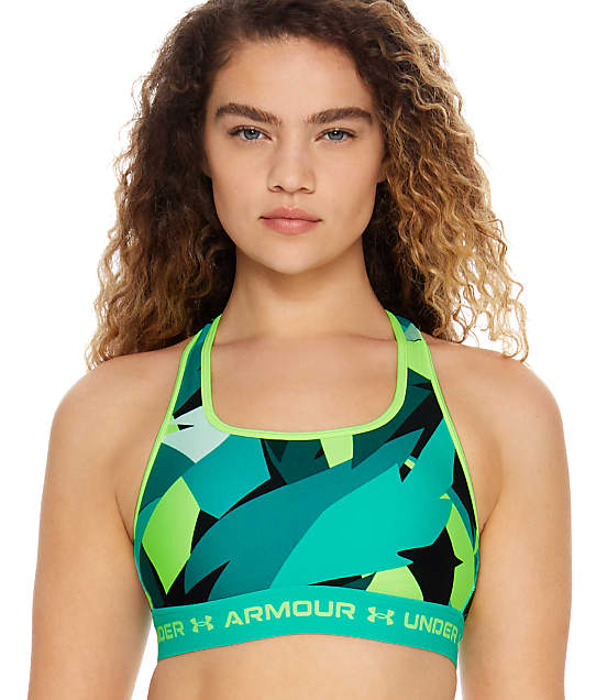 Under Armour Crossback Mid-Impact Printed Sports Bra in Neptune 1361042