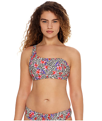 Bare Swim Leopard Floral One-Shoulder Underwire Bikini Top