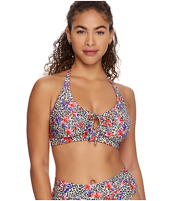 Bare Swim Leopard Floral Halter Bikini Top
