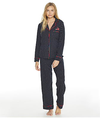 DKNY Sleepwear Notch Collar Knit Pajama Set