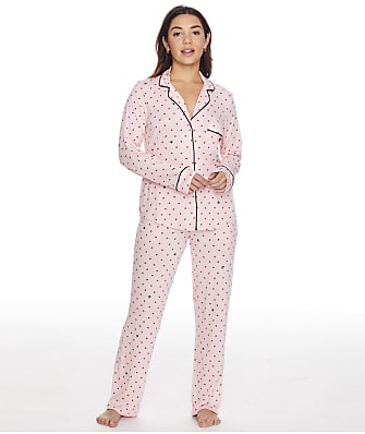DKNY Sleepwear Notch Collar Knit Pajama Set