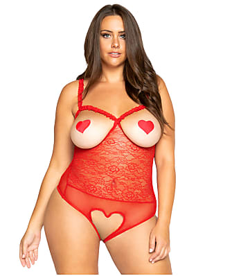Roma Plus Size Open Cup Crotchless Heart Teddy