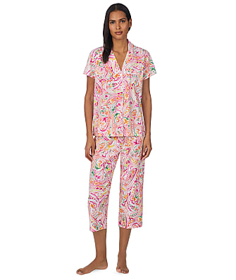 Lauren Ralph Lauren Pink Paisley Capri Knit Pajama Set