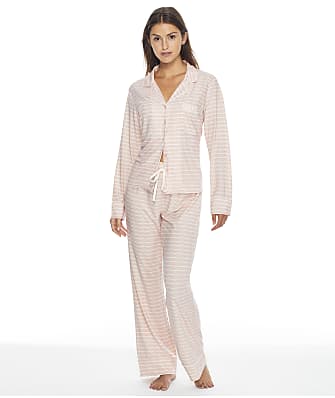 Essentials Plus Size Manica Lunga Camicia Full Length Pant Pigiama Set Donna