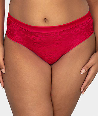 Curvy Couture Women's Plus Size No Show Lace Unlined Underwire Bra Diva Red  36D