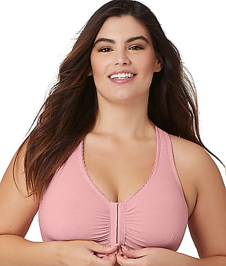 Glamorise Front-Close Cotton T-Back Wire-Free Bra