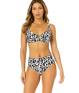 Leopard-print satin balconette bra with lace detailing in STAMPA