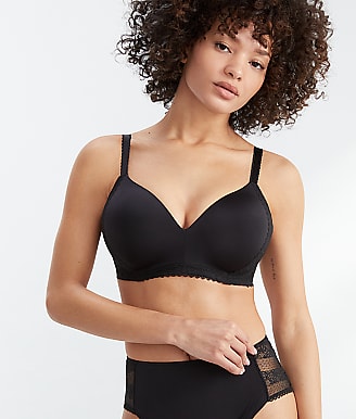 Bare The Wire-free Smoothing T-shirt Bra With Lace In Black