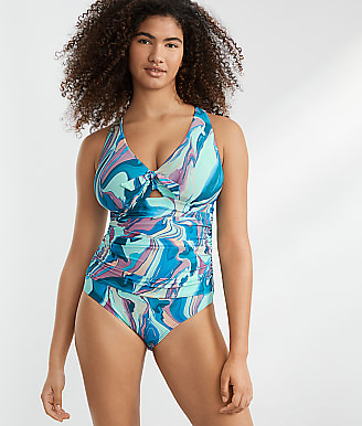 Birdsong Tide Pool Tie Front Underwire One-Piece
