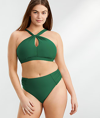 Birdsong Emerald Ruched High-Waist Bikini Bottom
