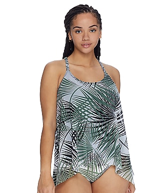Coco Reef Endless Summer Palm Mesh Layer Underwire Tankini Top C-DD Cups