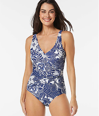 Roxanne Bra Sized V-Neck Sarong One Piece Swimsuit - Solids