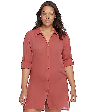 Elan Tie-Front Button-Down Cover-Up