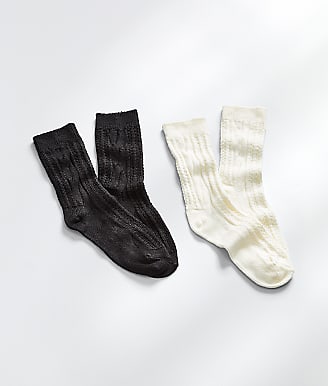 HUE Cable Knit Ribbed Boot Socks 2-Pack