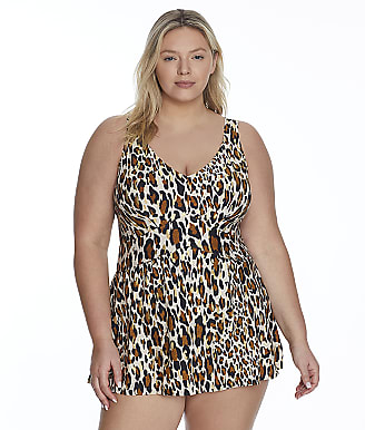 Maxine of Hollywood Plus Size Jungle Cat Empire Swim Dress