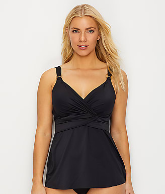 Miraclesuit Solid Underwire Plunge Tankini Top D-DDD Cups 
