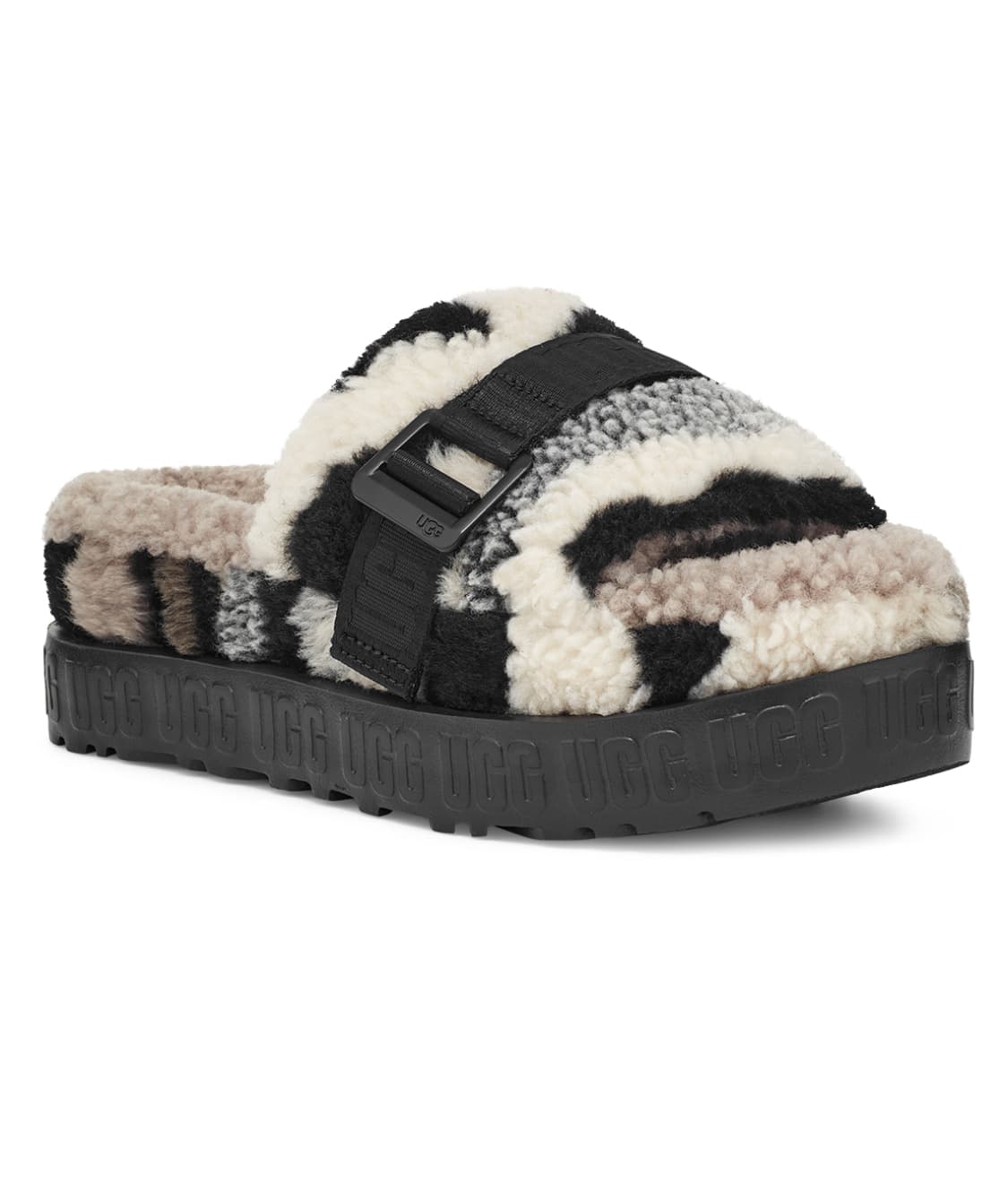 UGG Fluffita Cali Collage Slides & Reviews | Bare Necessities (Style  1118750-BKGY)