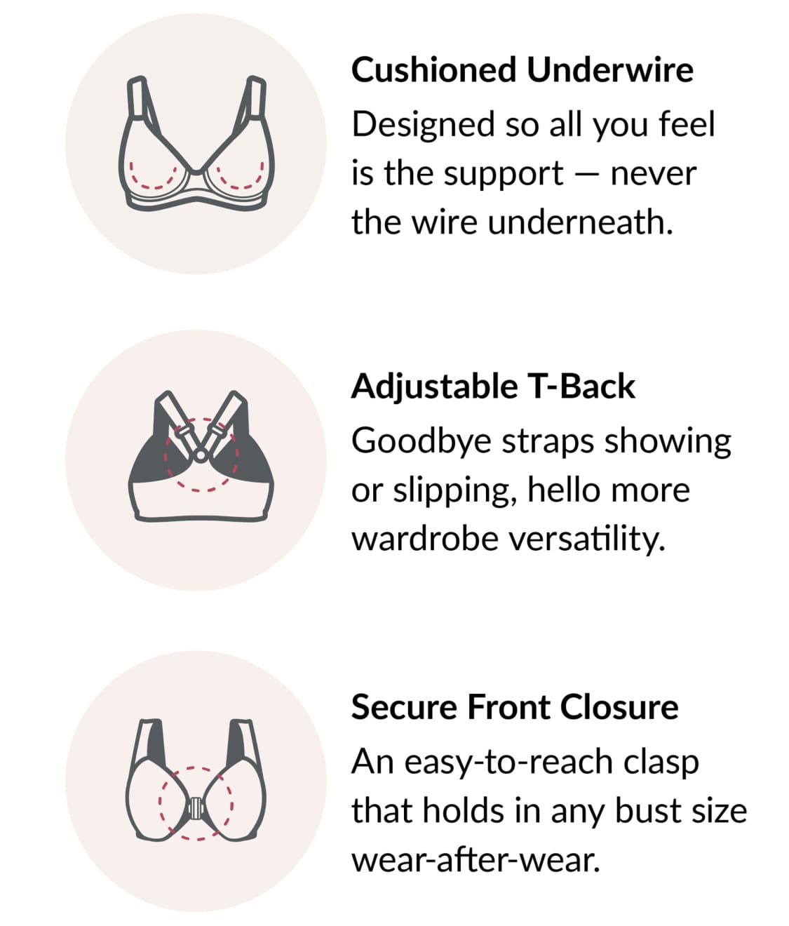Glamorise Women's Full Figure Front Close Lace T-Back Wonderwire Bra #1246 