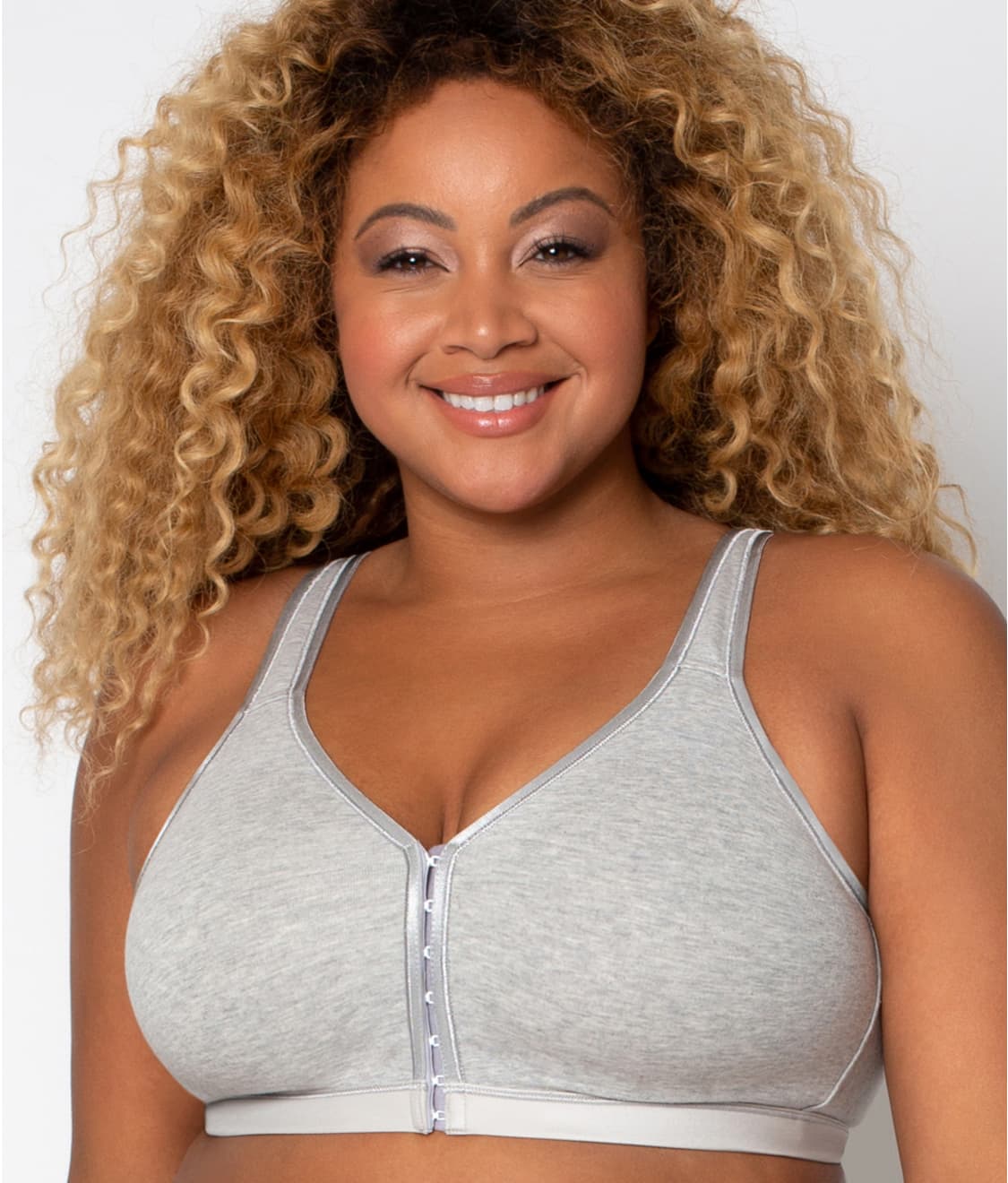 Curvy Couture: Cotton Luxe Front & Back Close Wire-Free Bra 1416