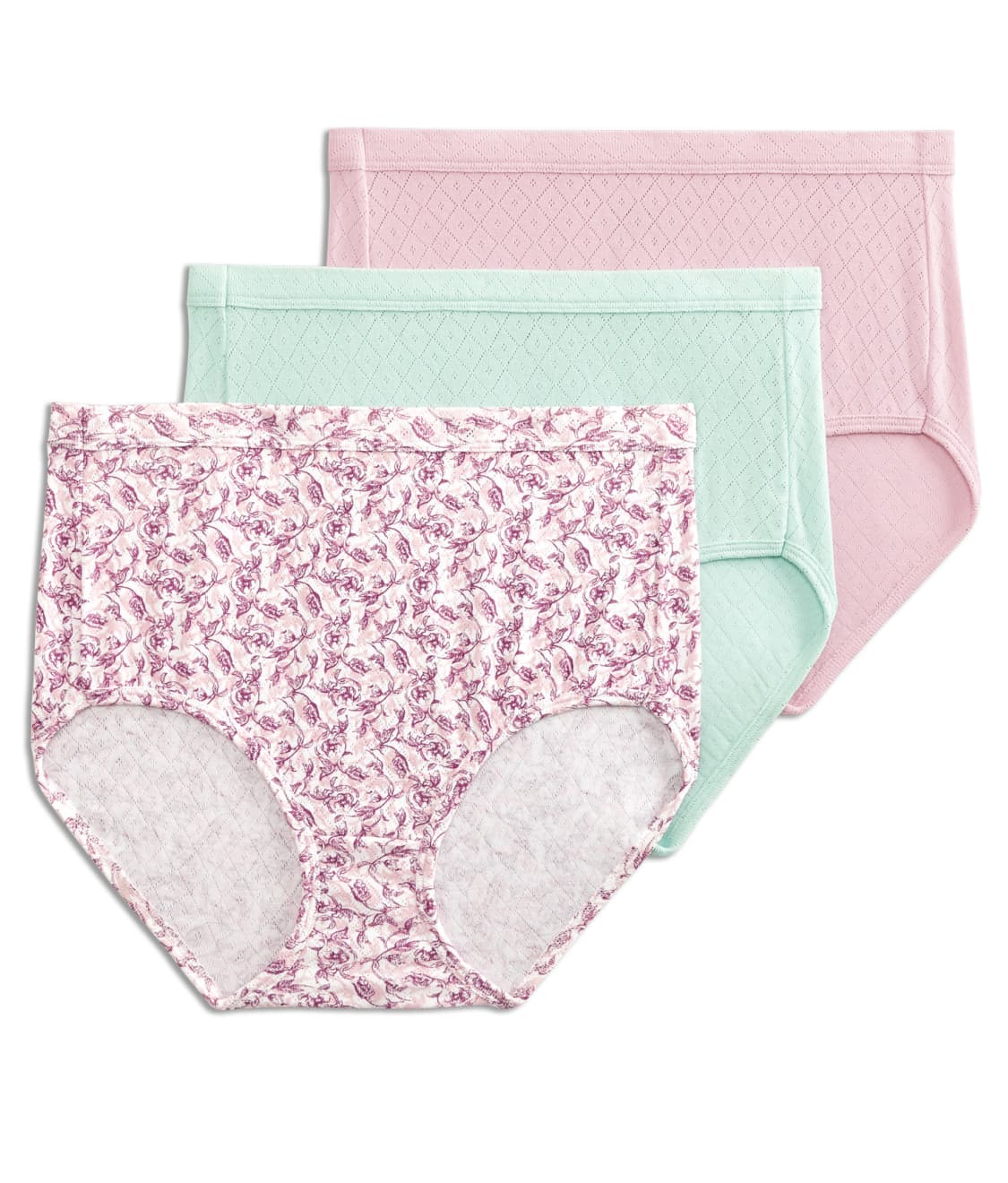 Set of 3 JOCKEY Elance BRIEFS panties classic fit gray purple pink/white design 