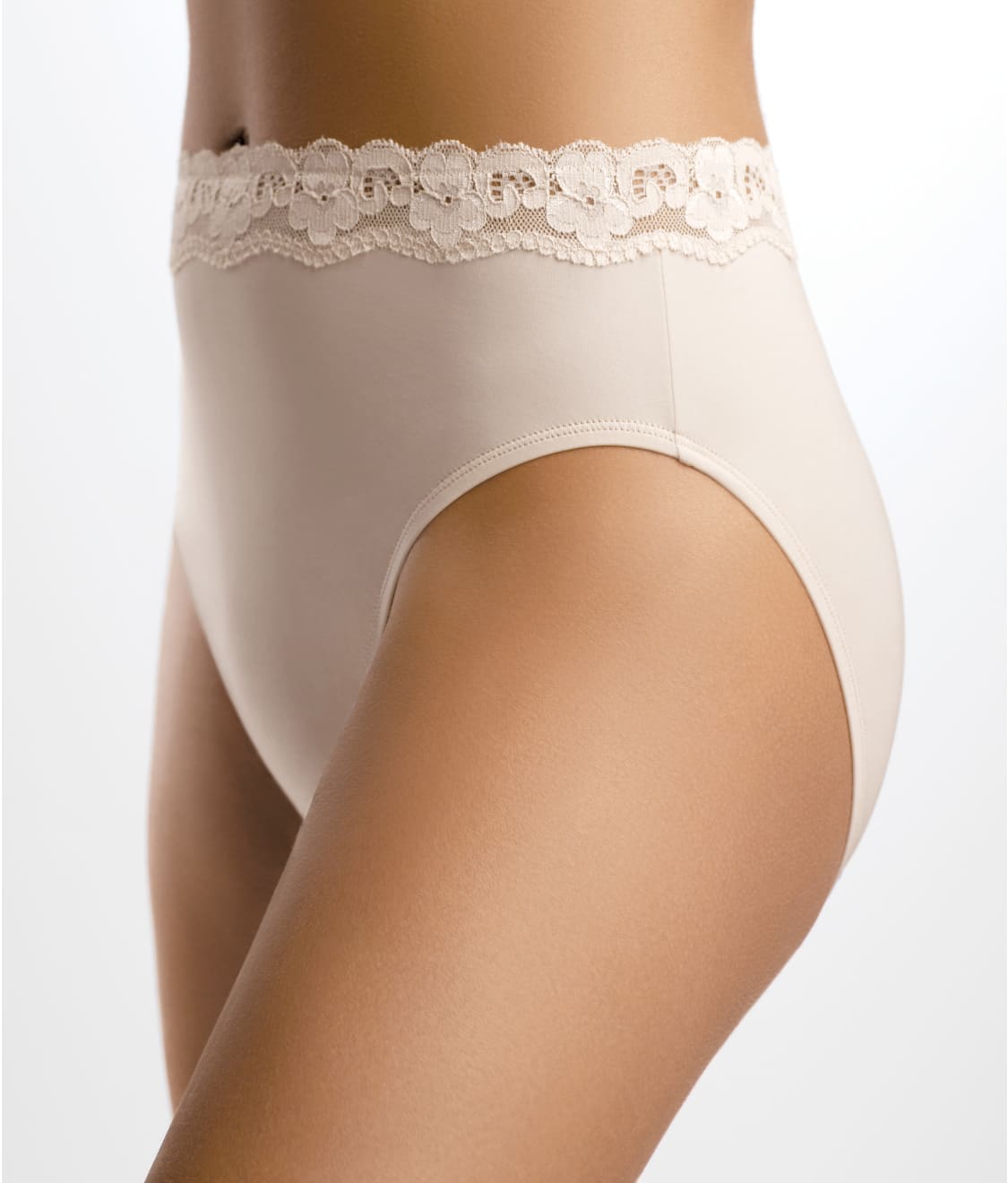Olga No Compromise Seamless Stretch No Dig Waistband Lace Hi-Cut